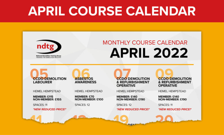 April Demolition Training Course Calendar Out Now
