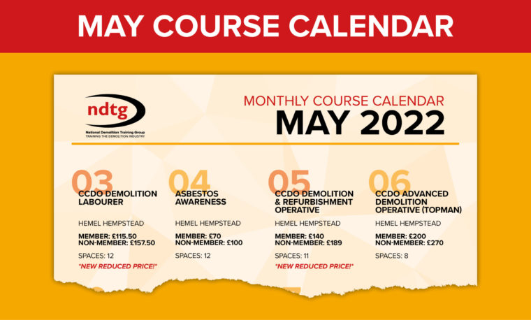 May Demolition Training Course Calendar Out Now